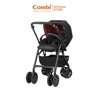 Xe đẩy Combi CrossGo 4 bánh quay tự động màu đen cam