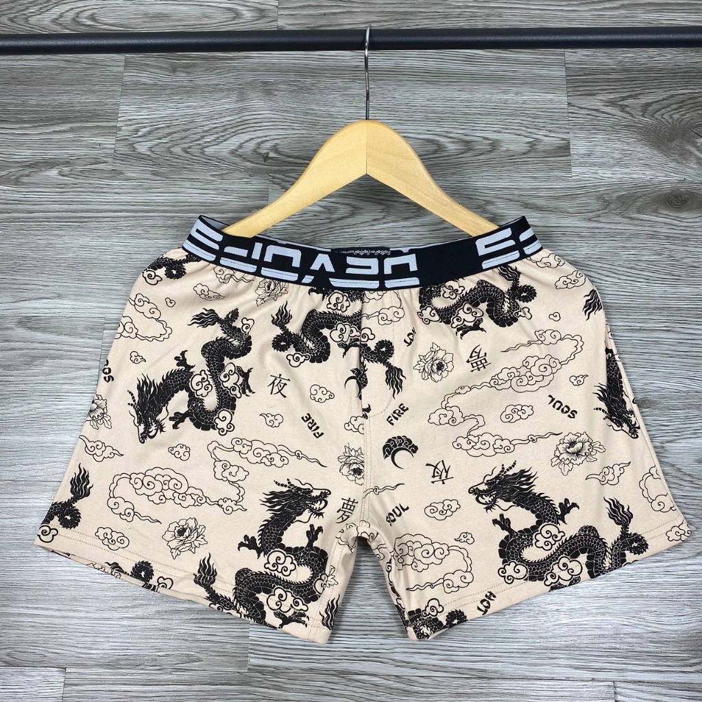 Quần đùi ngủ nam mặc nhà lưng chun chất cotton họa tiết 40-90kg