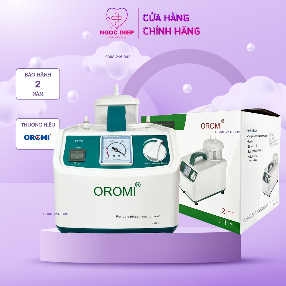 Máy hút dịch 1 bình tích hợp máy xông khí dung OROMI SS-6A - Bộ xông mũi họng 2 trong 1 - Hàng chính hãng