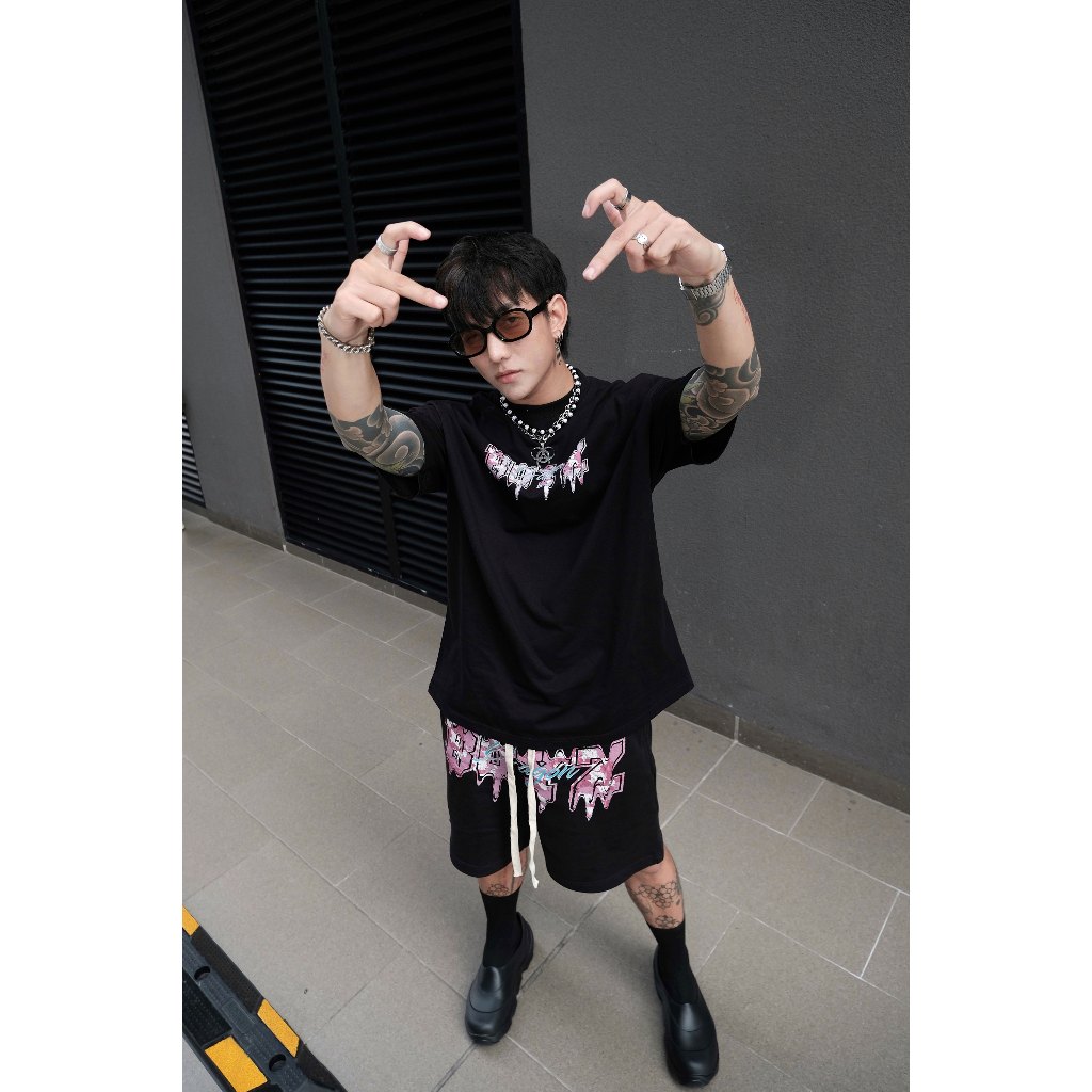 Quần Short Unisex Dragon Pink Short Nỉ Chân Cua , Thiết Kế Độc Quyền, Hình In DTG - Dragon Boyz Brand Chính Hãng