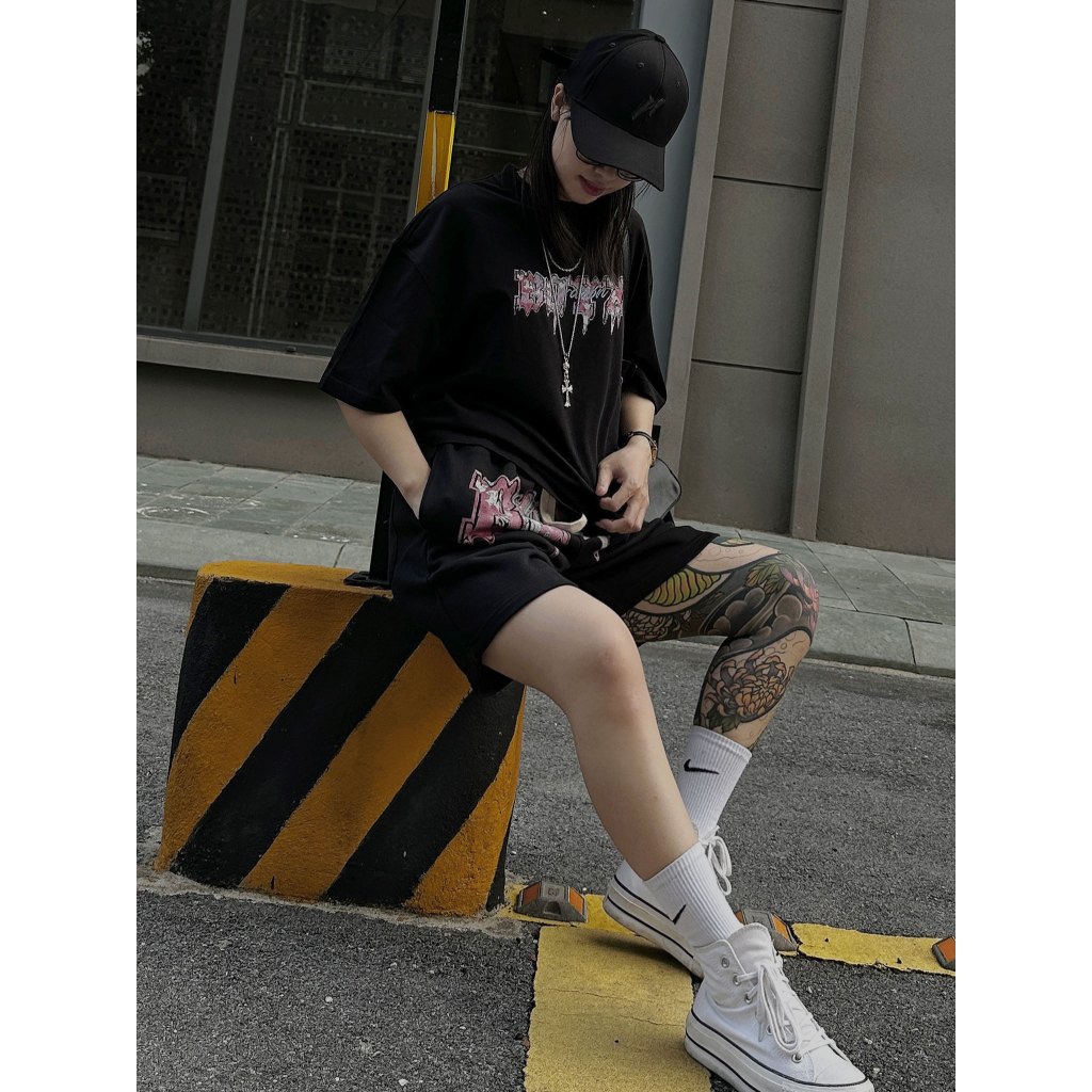 Quần Short Unisex Dragon Pink Short Nỉ Chân Cua , Thiết Kế Độc Quyền, Hình In DTG - Dragon Boyz Brand Chính Hãng