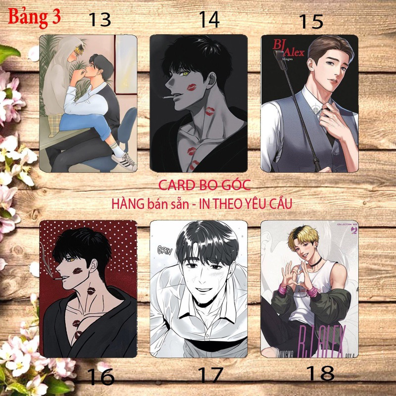 thẻ card BJ ALEX yaoi 6 ảnh bo góc ép lụa khác nhau / card yaoi BJ alex