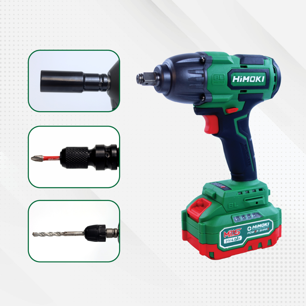 Máy siết bulong Himoki HM-IW700N Có Búa Không Chổi Than-Máy Văn Ốc Ô Tô, Xe Tải lớn 36mm Dòng Compact