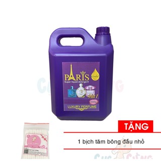 Nước Giặt Paris thơm lâu hương nước hoa (TÍM) 5L - hương nước hoa thơm lâu - TẶNG 1 bịch tăm bông