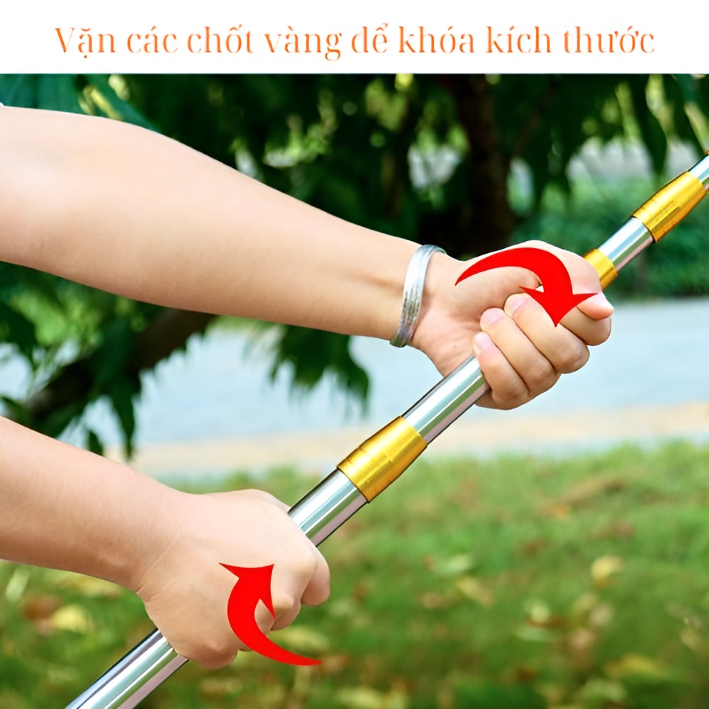 Dụng cụ gậy hái quả, sào hái trái cây, cây hái hoa quả rút gọn dài 3-6m kèm đầu vợt đường kính 16cm hái trái dễ dàng.