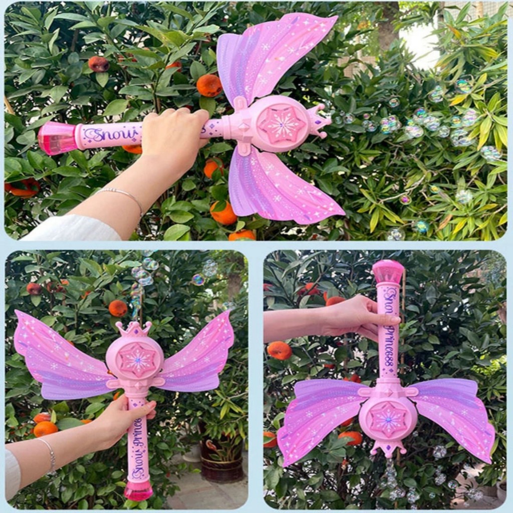 Gậy Thổi Bong Bóng Xà Phòng Tự Động Elsa Snow Princess Có Đèn Và Nhạc,An Toàn Không Gây Hại.Đồ Chơi Thông Minh Cho Bé