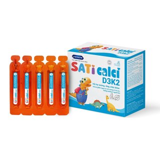 Saticalci plus MK7 (Sati Calci D3K2 - Mẫu mới)– Hỗ trợ tăng chiều cao cho trẻ (Hộp 20 ống)