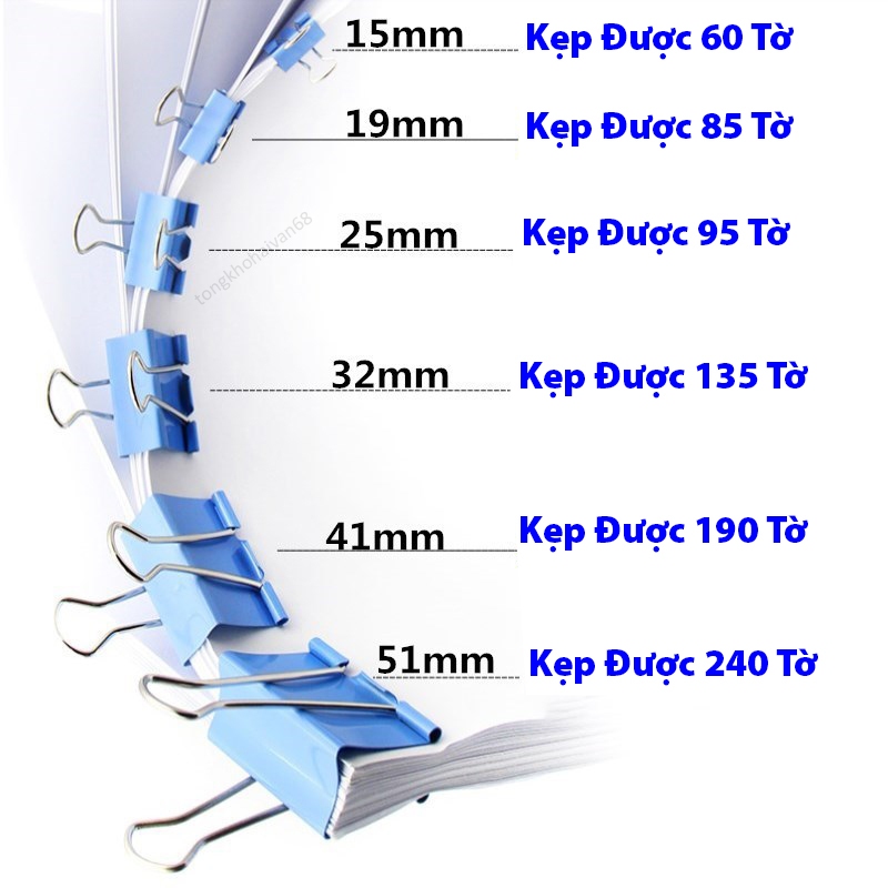 Kẹp Tài Liệu Giấy Tờ, Kẹp Bướm Bằng Sắt nhiều kích thước15mm/19mm/25mm/32mm/41mm/51mm dễ lựa chọn