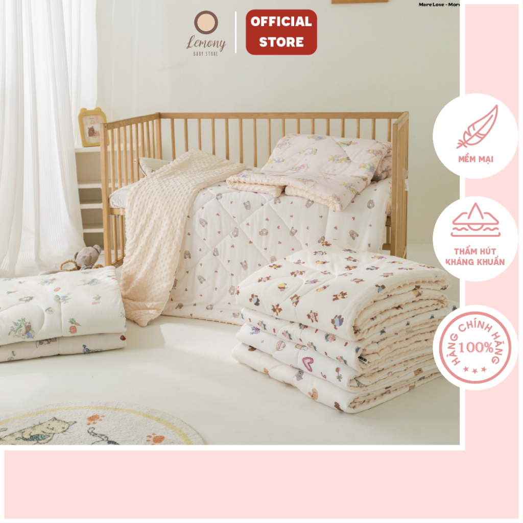 Chăn Đông, Chăn Bông Hạt Đậu 2 Lớp Chính Hãng Molli/Ome/Monona, Chăn Siêu Nhẹ Cho Bé