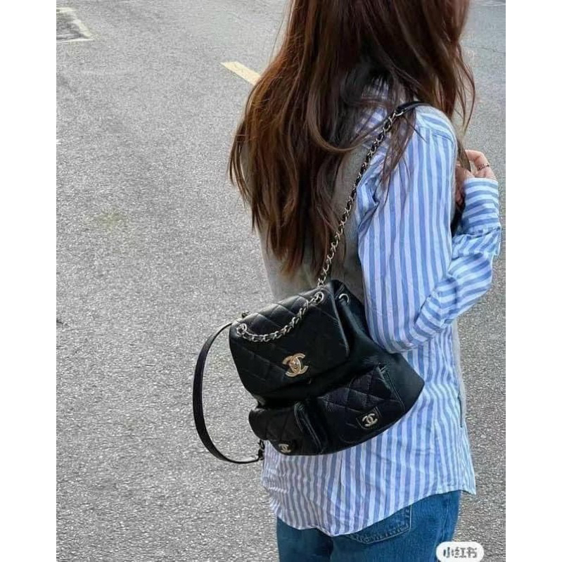 Balo da hobo classic dây rút 2 ngăn hộc ví sang chảnh 23cm