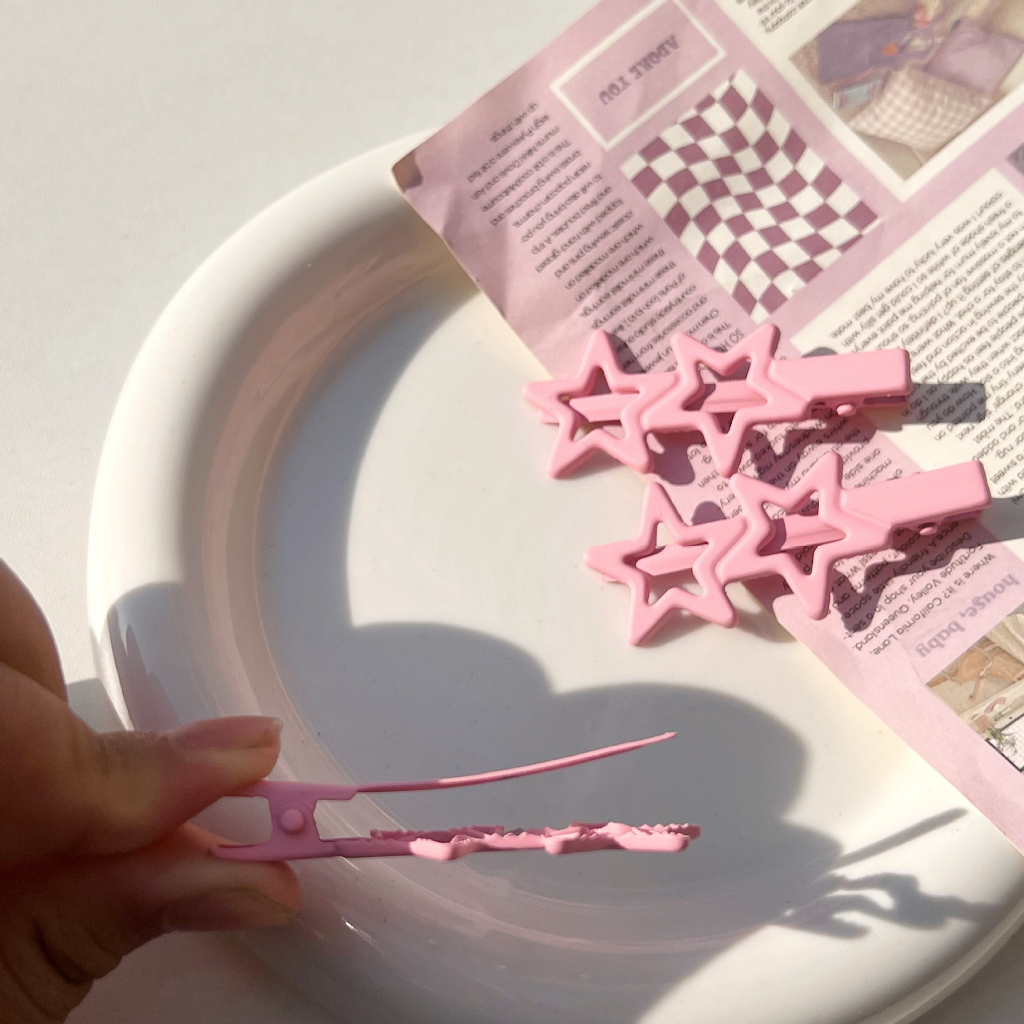 Kẹp tóc mái hình 2 ngôi sao iLita cặp bấm mái nữ đẹp vintage Hàn Quốc dễ thương màu trơn hottrend 2023