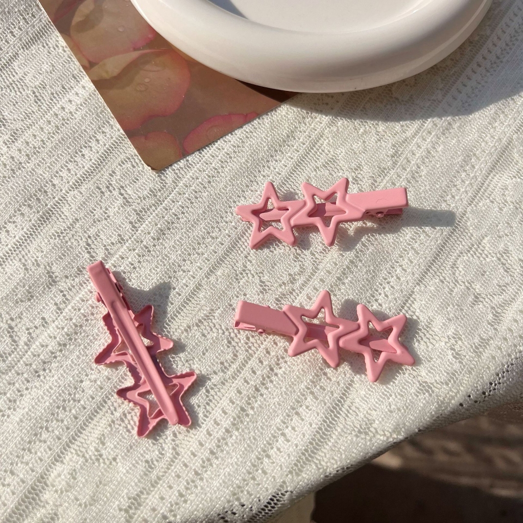 Kẹp tóc mái hình 2 ngôi sao iLita cặp bấm mái nữ đẹp vintage Hàn Quốc dễ thương màu trơn hottrend 2023