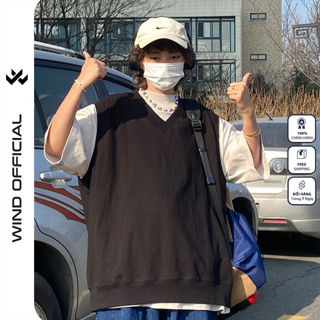 Áo gile unisex WIND form rộng Trơn nam nữ oversize phong cách ulzzang