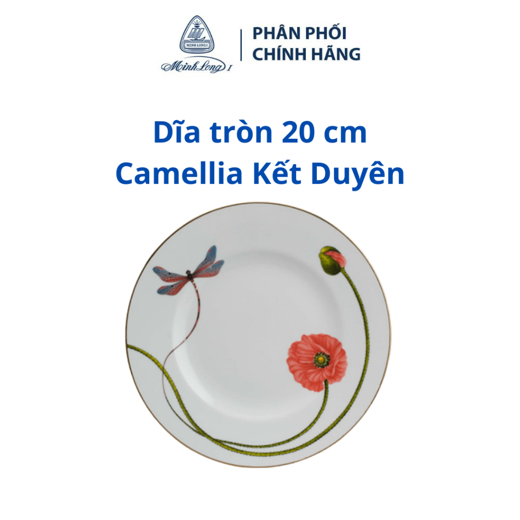Dĩa tròn 20 cm Camellia Kết Duyên - Gốm sứ cao cấp Minh Long I