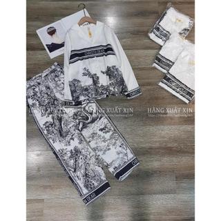 Bộ pyjama lụa quần áo dài họa tiết siêu đẹp