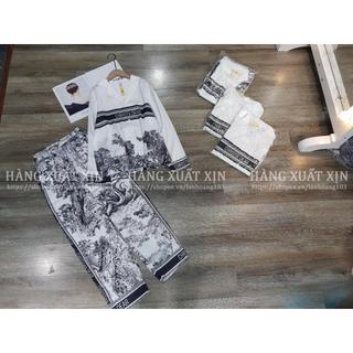 Bộ pyjama lụa quần áo dài họa tiết siêu đẹp