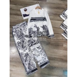 Bộ pyjama lụa quần áo dài họa tiết siêu đẹp