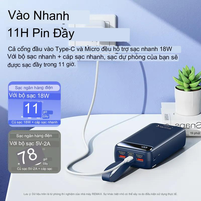 Sạc Dự Phòng 30000mAh Remax RPP 522 Hỗ Trợ Sạc Nhanh , Màn Hình Hiển Thị , Tích Hợp Đèn Pin Bảo Hành 12 Tháng