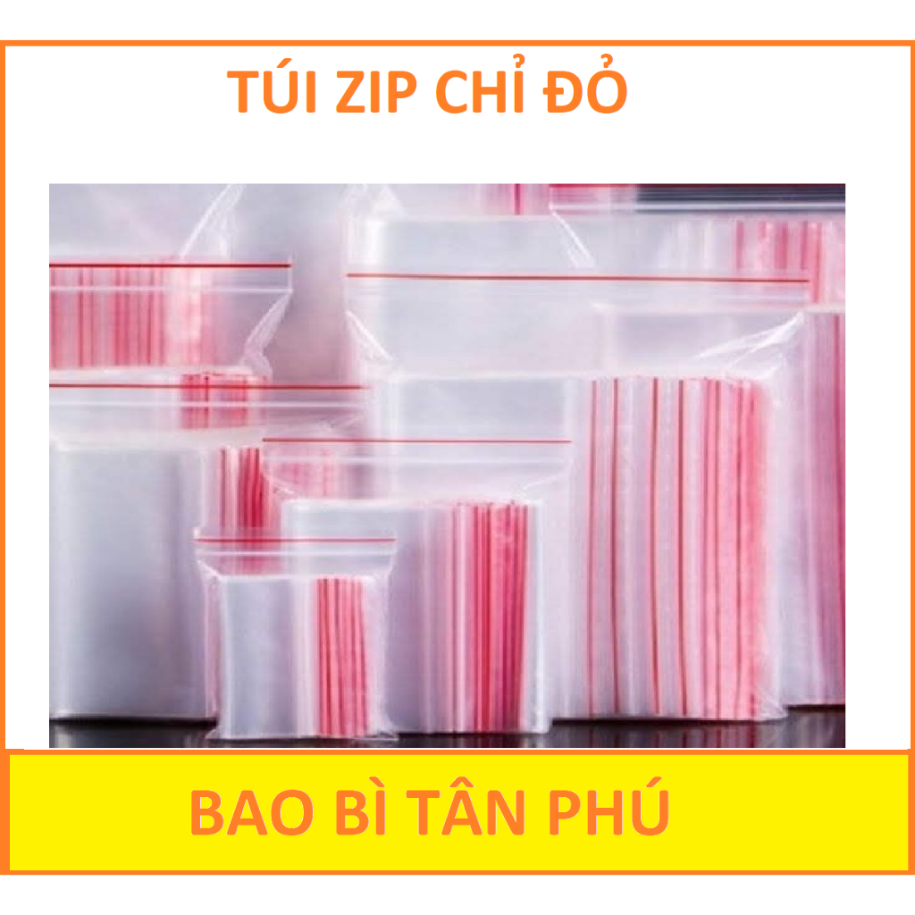 Túi Zip Chỉ Đỏ Đựng Phụ Kiện, Túi Zip Đựng Thực Phẩm nhiều Size