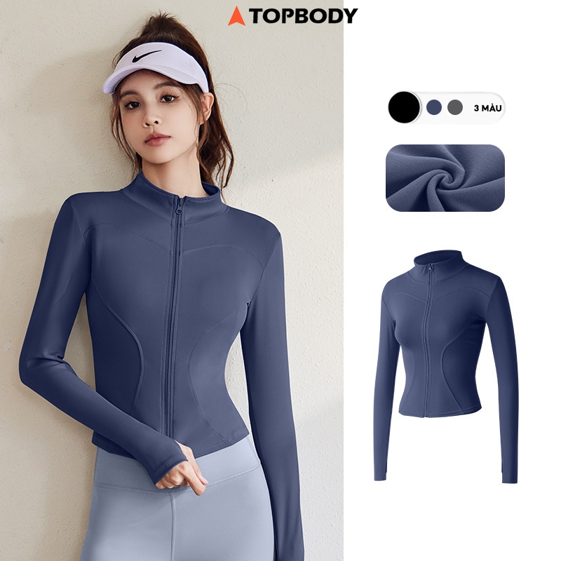Áo khoác tập GYM, YOGA dài tay nữ tay xỏ kéo khoá viền ôm sát body co dãn 4 chiều, thấm hút mồ hôi CAO CẤP