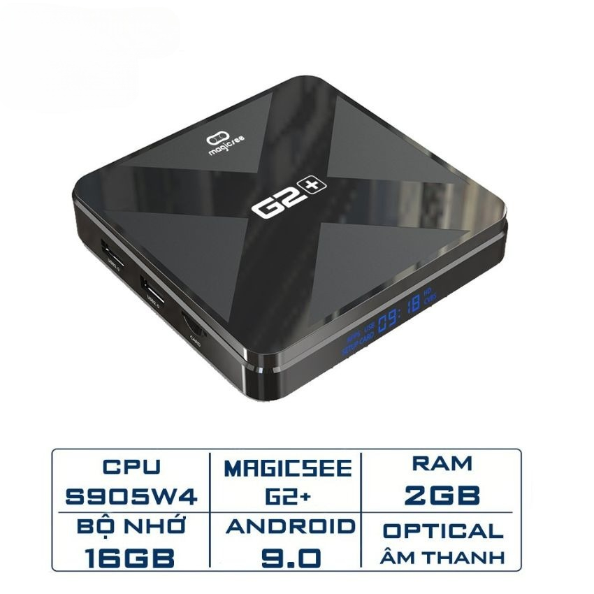 Android Tivi Box Magicsee G2+ - TV Box Ram 2GB - Rom 16G Android 9, Chip Amlogic S905W4/Bảo hành 1 năm