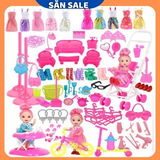 Set Phụ Kiện Thời Trang 108 Chi Tiết Thời Trang + Tặng Phụ 02 Búp Bê Chi Bi(Sofa Mới)