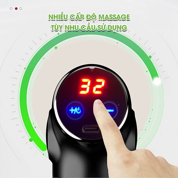 Máy mát xa cầm tay 4 đầu 32 cấp độ KH-515, Máy massage toàn thân, Súng massage cầm tay cảm ứng giảm đau nhức hiệu quả