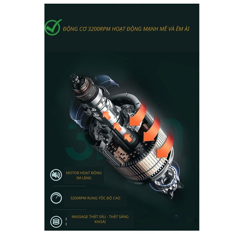 Máy mát xa cầm tay 4 đầu 32 cấp độ KH-515, Máy massage toàn thân, Súng massage cầm tay cảm ứng giảm đau nhức hiệu quả