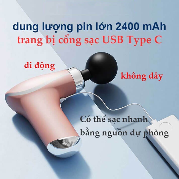 Súng massage cầm tay mini 8 đầu 3 chế độ KH-325, Máy mát xa cầm tay đấm lưng, mát xa cổ vai gáy thông minh tiện lợi