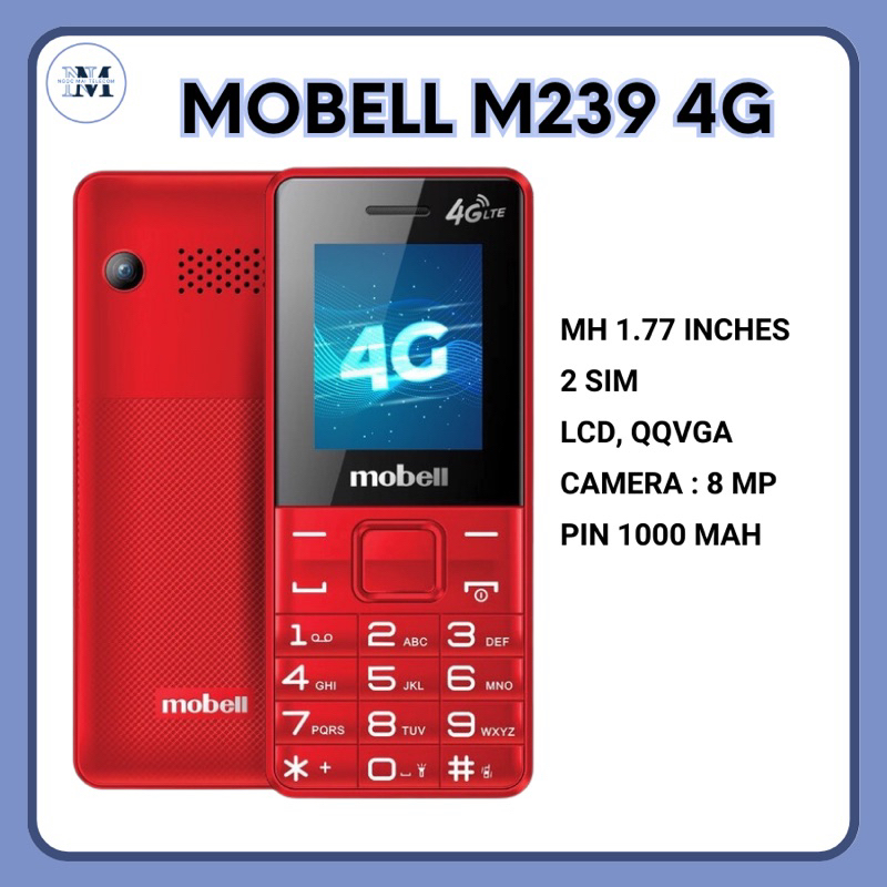 Điện thoại mobell M239 4G - Hàng chính hãng - Full hộp - Nguyên seal