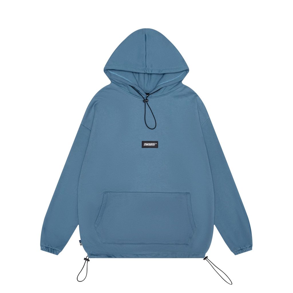 Áo Hoodie TWENTI Nỉ Cotton Trơn Logo Dây Rút