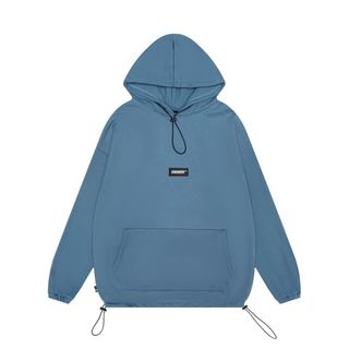 Áo hoodie twenti nỉ cotton trơn logo dây rút