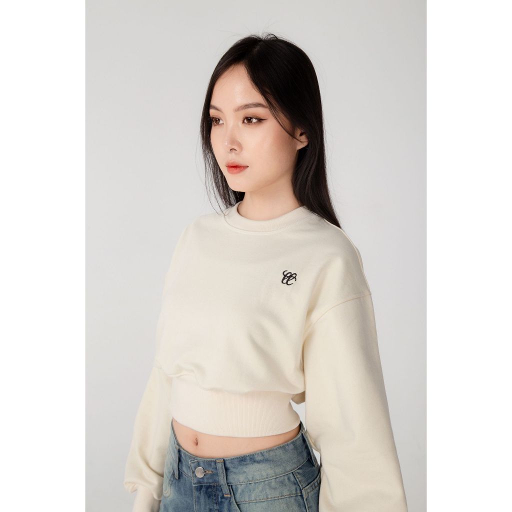 Sweater Croptop TWENTI Nỉ Bông Tôn Eo