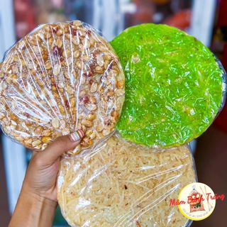  Bánh tráng dừa non size mini bánh tráng dừa non lá dứa kẹo đậu phộng giòn giòn ngon ngon - 04100199 