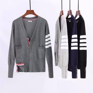 Áo cardigan thome len mỏng hoạ tiết 4 sọc cao cấp-áo cardigan chất len hàng đẹp cao cấp