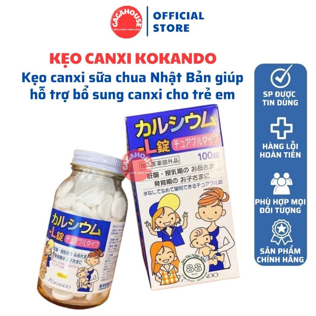 Kẹo canxi sữa chua Kokando Nhật Bản giúp hỗ trợ bổ sung canxi cho trẻ em từ 7 tuổi trở lên