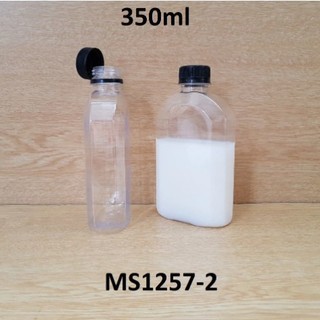 COMBO 10 Chai nhựa DẸP BẦU 350ML nắp đen (đựng trà sữa, nước ép, cafe, sinh tố)