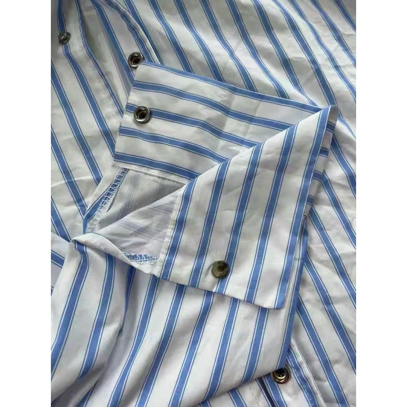 STUSSY SHIRT - Áo sơ mi kẻ xanh dài tay Big logo unisex