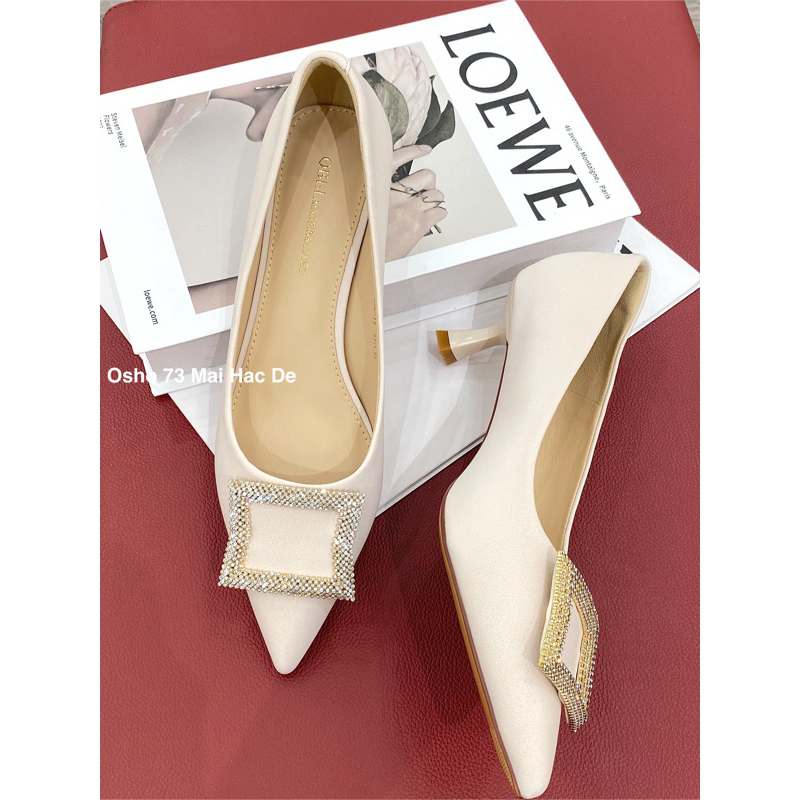 Giày Cao Gót Nữ Cao Cấp OSHO Thiết Kế Mũi Nhọn, Ôm Chân Tôn Dáng, Chất Da Lì Dễ Vệ Sinh 350-15