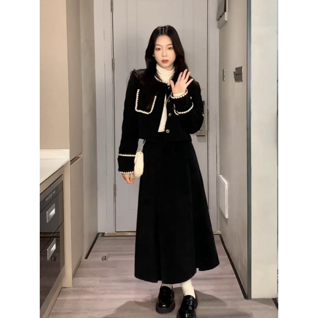 Sét nhung đen chân váy dài 🌸🌸🌸Sét đồ vừa lịch sự vừa tôn dáng lại vô cùng ấm áp