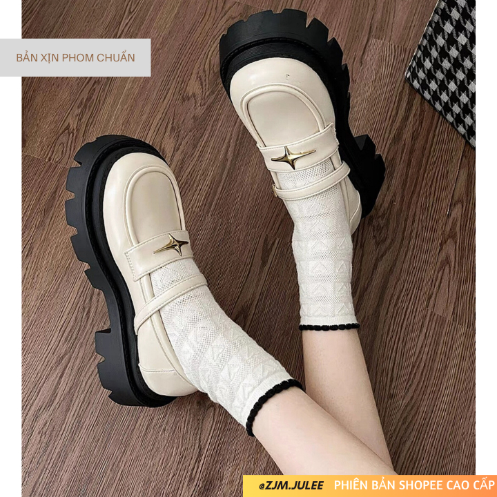 Giày búp bê nữ bản đẹp Mi fullbox đế cao 5cm da mềm nịnh chân