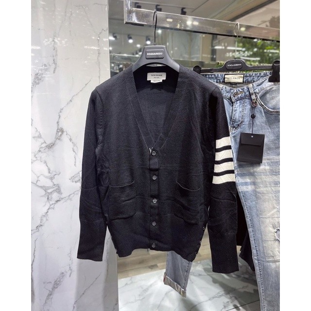 Áo Cardigan Thome Len Mỏng Hoạ Tiết 4 Sọc Cao Cấp-Áo Cardigan Chất Len Hàng Đẹp Cao Cấp