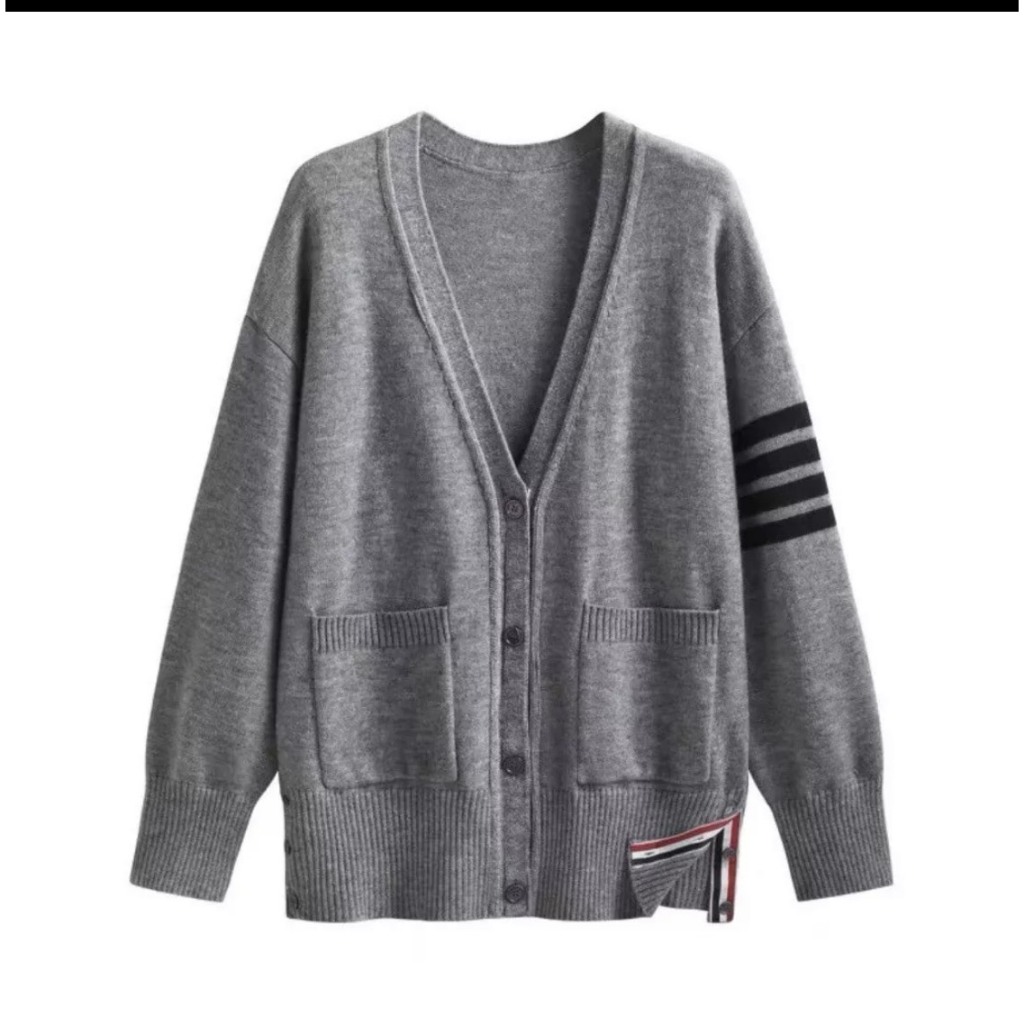 Áo Cardigan Thome Len Mỏng Hoạ Tiết 4 Sọc Cao Cấp-Áo Cardigan Chất Len Hàng Đẹp Cao Cấp
