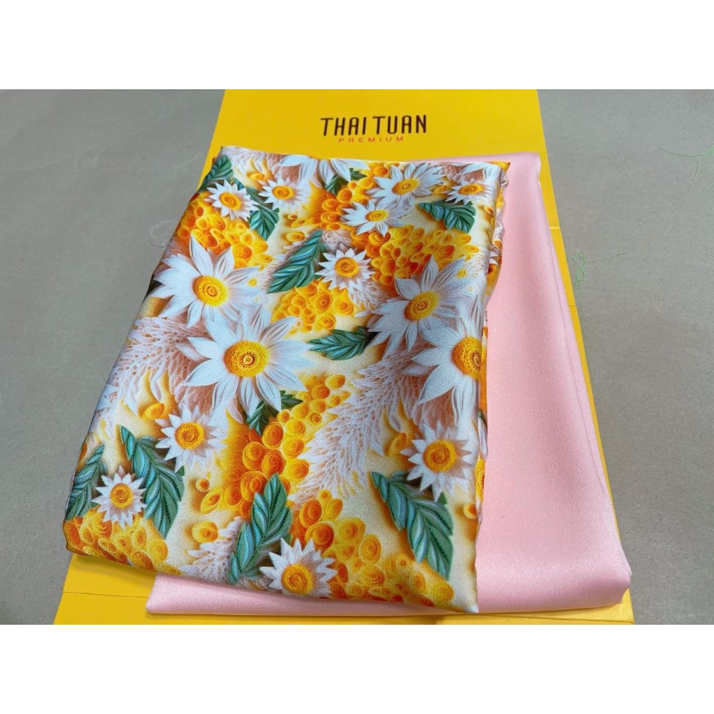 Vải áo dài Thái Tuấn hoa nhí sang trọng nữ tính (Gồm cả vải áo + vải quần)