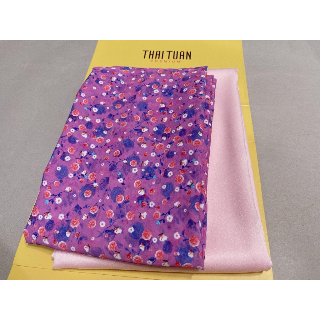 Vải áo dài Thái Tuấn hoa nhí sang trọng nữ tính (Gồm cả vải áo + vải quần)
