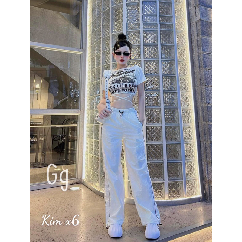 Set Bộ Thể Thao Áo Gân Hoạ Tiết Thắt dây Quần dài Ống Bo MaM, Set Áo ôm Quần Tuyết Mưa Rút dây