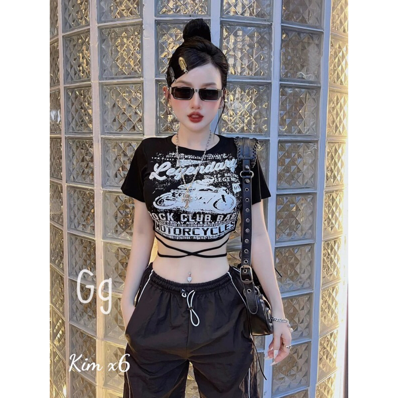 Set Bộ Thể Thao Áo Gân Hoạ Tiết Thắt dây Quần dài Ống Bo MaM, Set Áo ôm Quần Tuyết Mưa Rút dây