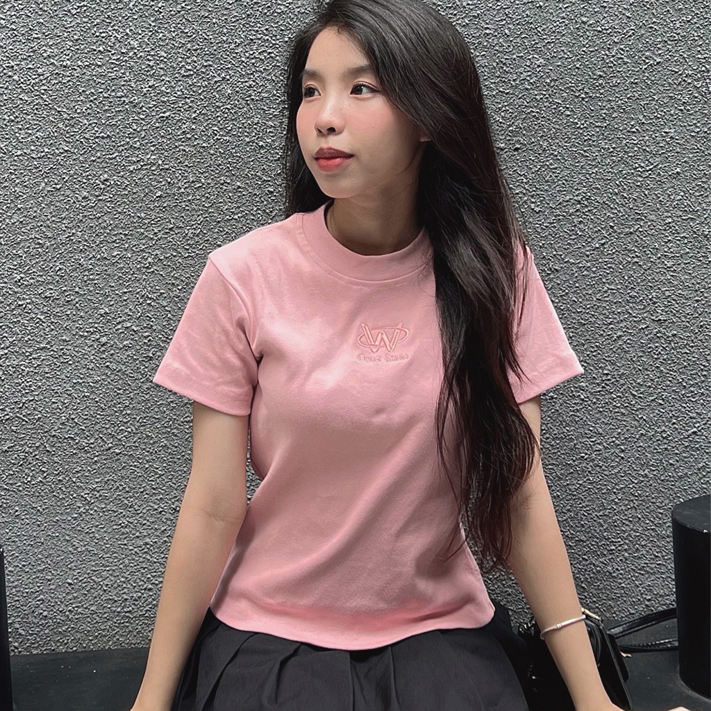 Áo Thun Nữ Local Brand BASIC THÊU LOGO Baby Tee Owner Ôm Body