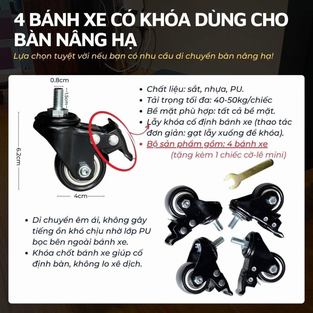 Bánh xe bàn ghế văn phòng, ghế công thái học, ghế xoay DandiHome