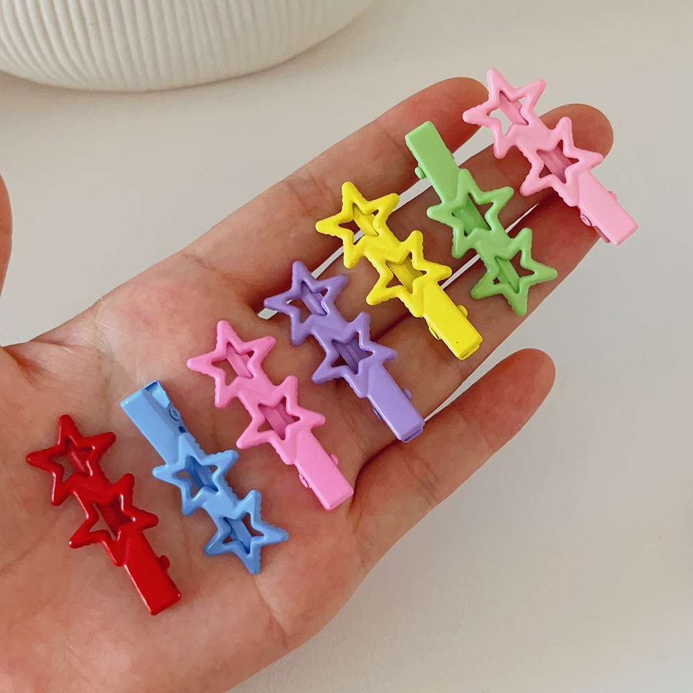 Kẹp tóc mái hình 2 ngôi sao iLita cặp bấm mái nữ đẹp vintage Hàn Quốc dễ thương màu trơn hottrend 2023